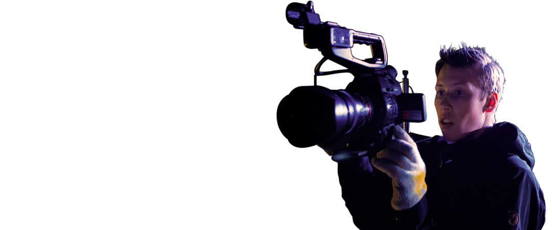 Linjefaget filmproduktion Film-kameramand på optagelse om natten